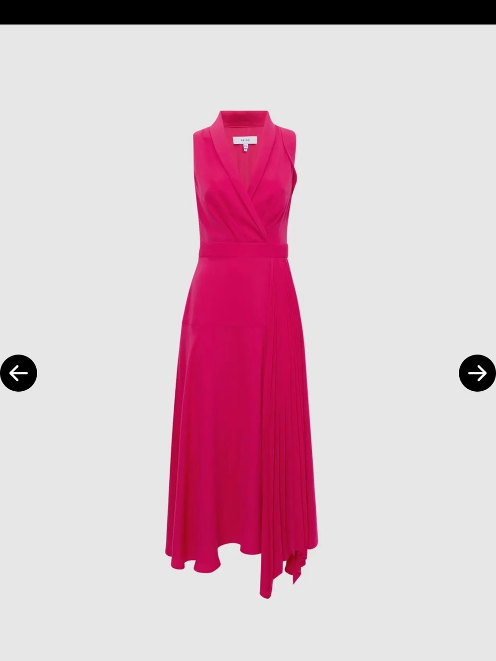 REISS Claire Pleated Fitted Midi Dress Pink Size 6 - Picture 7 of 15